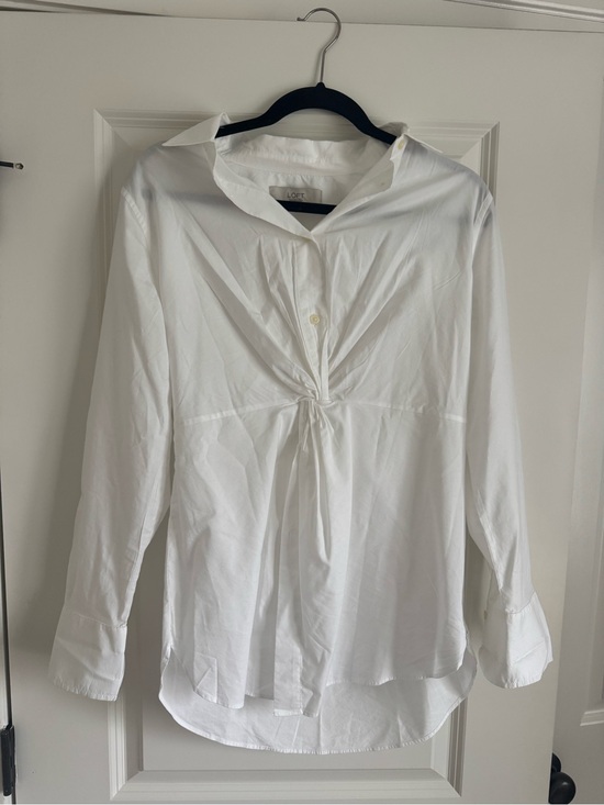 LOFT Tops - LOFT White Twist-Front Button Down Blouse